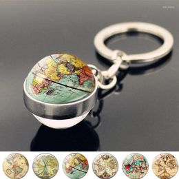 Keychains WG 1pc Retro Keychain Pendant Cabochon Time Jewel Crystal Glass Ball Creative Gift For Women Jewelry