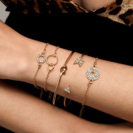 Charm Bracelets Selling 5 Piece Bracelet Fashion Arrow Suit Women Personality Trend Star Circle Crystal & Bangle