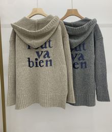 Sweaters Women Sweater 2021 Autumn and Winter Zipper Hooded Front Short Back Long Back Letter Cashmere Cardigan Top