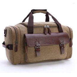 Duffel Bags Large Capacity Vintage Style Canvas Travel Duffle Handheld Crossbody Shoulder Luggage Weekender Overnight Handbag