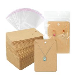 Jewelry Stand Earring Cards Necklace Display with Bags 50pcs 50Pcs SelfSeal Kraft Paper Tags for DIY 230517