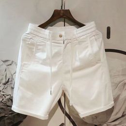 Men's Shorts White Shorts Men Summer Casual Shorts Elastic Waist Lightweight Breath Cool Bermudas Male Streetwear Korean Fashion Shorts 230518