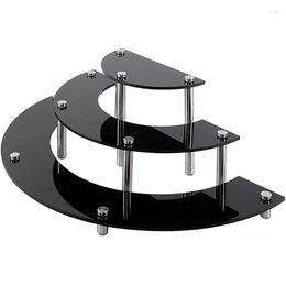 Bakeware Tools 3 Tier Black Organiser Acrylic Risers Display Stand Half Moon Dessert Shelf (1 Pcs)