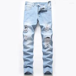 Men's Jeans Men's Style Ripped Hole Loose Trousers European And American Straight Daily Casual Large Size Denim Pants