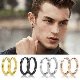 Stud 820mm 4 Colour WomenMen Stainless Steel Small Hoops Earring Piercing Ear Cartilage Tragus Simple Thin Round Circle Ear Buckle Z0517