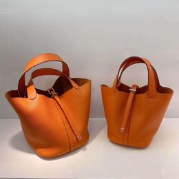 Evening Bags Genuine Leather Women Bucket Bag 2023 Brand Handbag Luxury Designer Tote Classical Soft BagEvening