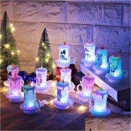 Candles Christmas Led Night Lights Santa Snowman Candle Portable Flameless Merry Home Office Desktop Decoration Drop Delivery Garden Dhbrg
