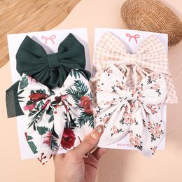 Headwear Hair Accessories 2Pcsset Women Girls Sweet Solid Bowknot Hair Clips Print Bows Hairpins Ribbon Barrettes Duckbill Clip Headwear Hair Accessories 230517