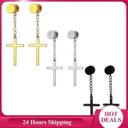 Stud Titanium Steel Cross Pendant Earrings 1pcs Unisex Fashion Punk Gothic Cross Earrings Women Men Cross Hip Hop Dangle Earrings Z0517