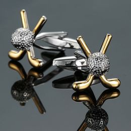 Golden Golf Cufflinks brand new fashion jewelry sports Cufflinks men's business shirt suit pin badge button gift