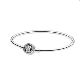 Poetic Blooms Clasp Charm Bangle Bracelet for Pandora 925 Sterling Silver Party Jewellery designer Bracelets For Women Girlfriend Gift bracelet with Original Box