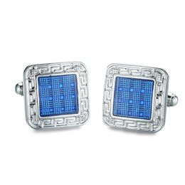 DY new high quality men's French fashion Cufflinks enamel blue square Cufflinks wholesale and retail