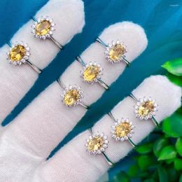 Cluster Rings 10PCS Luxury Natural Citrine Ring For Women Girls Charm Gemstone Adjustable Party Daily Wear Women's Jewellery Gifts