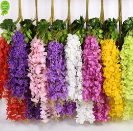 New Wisteria Artificial Flowers Thick Silk Vine Hanging Flowers For Home Wedding Gift Party Garden Outdoor Green Grass Decoration