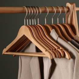 Hangers Racks 5Piece Solid Wood Hangers for Clothes Drying Rack Clothing Non-Slip Wooden Hangers Suit Shirt Trousers Sweaters Dress Organizer 230518