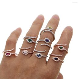 Wedding Rings CZ Fashion Jewellery For Women White Rose Gold Various Colour Zirconia Environmental Water Drop Cubic