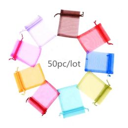 Jewelry Stand 50pcslot 4 Size Organza Gift Bag Packaging Wedding Party Goodie Packing Favors Cake Pouches Drawable s Present 230517