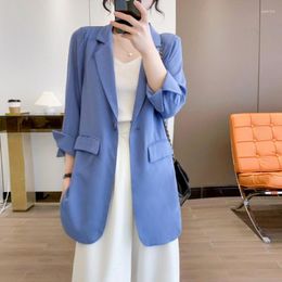 Women's Suits Woman Fashion Solid Color Long Sleeve Blazers Spring 2023 Office Lady Notched Streetwear Work Jacket Female Outerwear