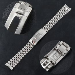 Watch Bands Jubilee Watchband Strap Men's 20mm 316L Stainless Steel Bracelet Silver Glide-Lock Buckle for 40mm Sub Watch Case 230518