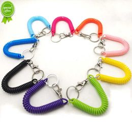 New Multicolour Spring Rope Keychain Wrist Theftproof Anti-Lost Stretch Cord Safety Keyring for Bags Wallet Cellphone Accessories