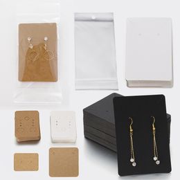 Jewellery Stand 50Sets Earring Cards and 50pcs Bags Necklace Display SelfSeal Kraft Paper Card for DIY Packaging 230517