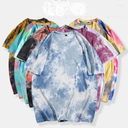 Men's T Shirts 2023 Cotton Summer Men's Short Sleeve Tie-Dye Fashion Casual O-Neck T-Shirt Male Streetwear Pullover Clothing Tops