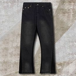 Men's Jeans Black Stitching Street Motorcycle Pant Pantalon Homme 2023 Spring Trendy Punk Denim Long Pants Hip Hop 230517