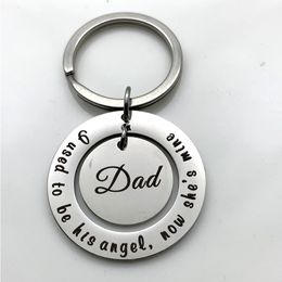 Keychains Oeinin Creative Keychain Man Drive Safe Dady Medal Key Ring Bags Shiny Boy Silver Colour Keyring Alloy Pendant Accessories Brelok