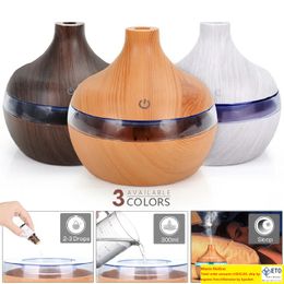 300ml Mini Portable Aromatherapy Essential Oil Diffuser bamboo Humidifier Air Wood Grain Ultrasonic Cool Mist Diffusers with