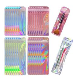 Resealable Holographic Bags Aluminium Foil Bag Long Jewelery Plastic Bags Foil Self seal Bags For Pen Lip Eyelash Jewellery