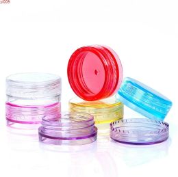100pcs 2g factory outlet Multi-color Empty Plastic Cosmetic Makeup Jar Pots Transparent Sample Bottles Eyeshadow Cream Lip Balm Storage Boxhigh