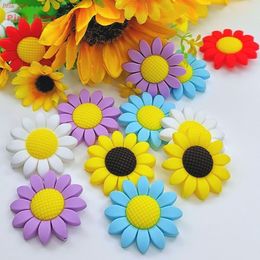 Baby Teethers Toys 10pcs Sunflower Silicone Beads BPA Free Teether Food Grade Chew For Making Pacifier Chain Accessories 230518