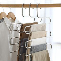 Hangers Racks Multilayer Stainless Steel Clothes Hangers S Shape Pants Storage Hangers Clothes Storage Rack Household Storage Cloth Hanger 230518