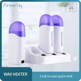 Epilator 3pcs Cartridge Wax Depilatory Heater Wax Roller Base Roll On Waxing Body Hair Removal Machine Set For Depilation Tool kit