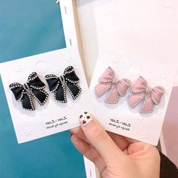 Stud Earrings Pearl Colour Bow For Women Classic Luxury Korean Sweet Fashion Earings Wedding Jewellery Gift Z231
