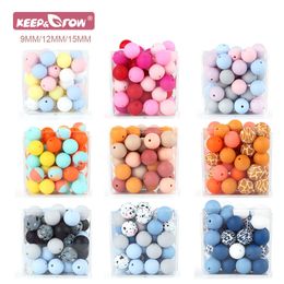 Baby Teethers Toys 40Pcs Silicone Round Beads 9mm 12mm 15mm DIY BPA Free Nipple Holder Chain Ecofriendly Sensory Teething Teether Bead For Infant 230518