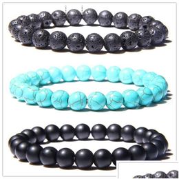 Beaded 3Colors 8Mm Black Lava Stone Strand Turquoise Bead Bracelet Essential Oil Diffuser For Women Men Jewellery Drop Delivery Dhgarden Dhfgg