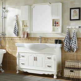 Bathroom Sink Faucets European Cabinet Oak Combination Floor Washing Washbasin Solid Wood Wash Basin Mirror