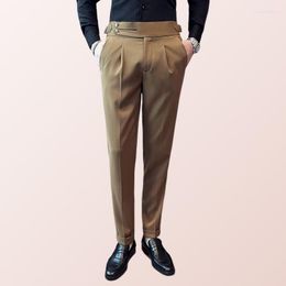Men's Suits Spring And Summer British Style Naples Suit Pants Men's Slim Fit Skinny Casual Trousers Brown Men Dress