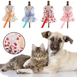 Dog Apparel Spring And Summer Skirt Section Bow Princess Cat Dress Wedding Dresses For Puppy Chihuahua Fresh Sweet Cute Thin