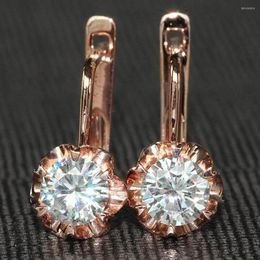 Hoop Earrings 2023 Flower Drop For Women Rose Gold Color Fashion Female Luxury Inlaid Cubic Zirconia Jewelry