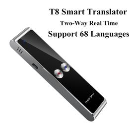 smart translator T8 Portable Mini Wireless Smart 68 Multi-Languages Two-Way Real Time Translator for Learn Travel Business Meeting 230518