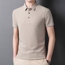 Men's Polos Fashion Men Summer Solid Polo Shirts Korean Style Daily Business Short Sleeve Thin Quick Dry Streetwear Loose Cotton Tops 230518