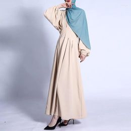 Ethnic Clothing Wepbel Arab Muslim Dress Women Eid Abaya Hijab Solid Waist Long Robe Caftan Islamic Big Swing Maxi