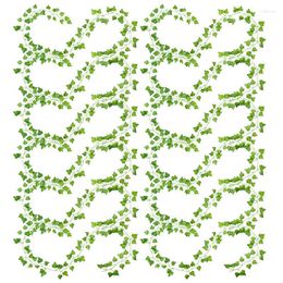 Decorative Flowers Vines For Bedroom 12 Strands Faux Ivy Green Leaves Artificial Aesthetic Hanging Plants Room Wall Jungle Theme Party