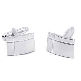 Fashion Cufflinks For Man Silver Plated Rectangle Cross Engraved French Shirt Groom Wedding Cuff Links Mens Jewellery Gift