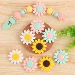 Baby Teethers Toys Kovict 10Pc Sunflower Silicone Beads Food Grade BPA Free For DIY Teething Necklace Pacifier Chain Pendant Accessories 230518