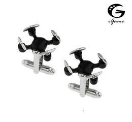 iGame New Arrival UAV Cuff Links Black Colour Unmanned Aerial Vehicle Design Quality Brass Material Cufflinks Free Shipping