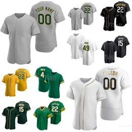 Baseball 22 Ramon Laureano Jerseys 49 Ryan Noda 21 Conner Capel 25 Brent Rooker 4 Kevin Smith 15 Seth Brown 26 Sheldon Neuse 8 Jed Lowrie Custom Name Number Men Youth Y-D-J