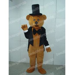 Christmas Gentleman Bear Mascot Costume Cartoon Character Outfit Suit Halloween Party Outdoor Carnival Festival Fancy Dress for Men Women